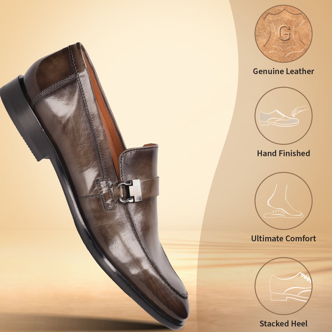 A green Men's bugatti Penny Loafer featuring a round plain toe, stacked heel. Made from premium genuine leather with a durable leather outsole, this slip-on design offers both style and comfort.