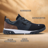 A blue Men's bugatti Sneakers featuring a round plain toe, zero heels heel. Made from textile with a durable eva outsole, this laces design offers both style and comfort.