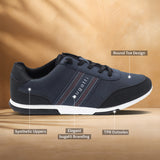 A blue Men's bugatti Sneakers featuring a round plain toe, zero heels heel. Made from synthetic with a durable tpr outsole, this laces design offers both style and comfort.