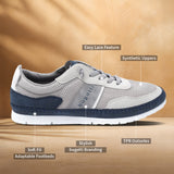 A grey Men's bugatti Sneakers featuring a round plain toe, zero heels heel. Made from synthetic with a durable tpr outsole, this laces design offers both style and comfort.