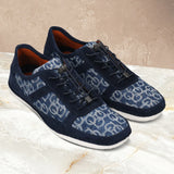 A blue Men's bugatti Sneakers featuring a round toe plain toe, zero heels heel. Made from textile with a durable tpr outsole, this elastic design offers both style and comfort.