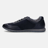 A blue Men's bugatti Sneakers featuring a round plain toe, zero heels heel. Made from premium genuine leather with a durable tr outsole, this laces design offers both style and comfort.