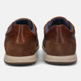 A cognac Men's bugatti Sneakers featuring a round plain toe, zero heels heel. Made from premium genuine leather with a durable tr outsole, this slip-on design offers both style and comfort.