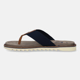 A blue Men's bugatti Thongs featuring a round toe plain toe, zero heels heel. Made from textile with a durable eva outsole, this slide design offers both style and comfort.