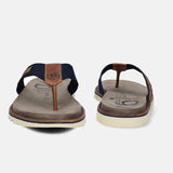 A blue Men's bugatti Thongs featuring a round toe plain toe, zero heels heel. Made from textile with a durable eva outsole, this slide design offers both style and comfort.