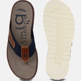 A blue Men's bugatti Thongs featuring a round toe plain toe, zero heels heel. Made from textile with a durable eva outsole, this slide design offers both style and comfort.
