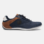 A blue Men's bugatti Sneakers featuring a round plain toe, zero heels heel. Made from synthetic with a durable tpr outsole, this laces design offers both style and comfort.
