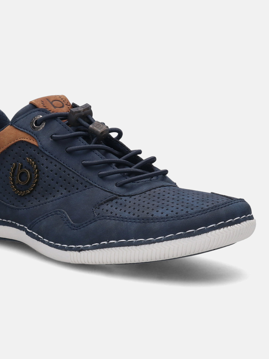 A blue Men's bugatti Sneakers featuring a round plain toe, zero heels heel. Made from synthetic with a durable tpr outsole, this laces design offers both style and comfort.