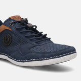 A blue Men's bugatti Sneakers featuring a round plain toe, zero heels heel. Made from synthetic with a durable tpr outsole, this laces design offers both style and comfort.