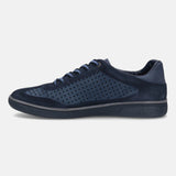 A blue Men's bugatti Sneakers featuring a round toe plain toe, zero heels heel, and a wide fit. Made from suede leather with a durable tpr outsole, this laces design offers both style and comfort.