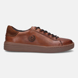 A cognac Men's bugatti Sneakers featuring a round toe plain toe, zero heels heel. Made from premium genuine leather with a durable tr outsole, this laces design offers both style and comfort.