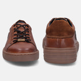 A cognac Men's bugatti Sneakers featuring a round toe plain toe, zero heels heel. Made from premium genuine leather with a durable tr outsole, this laces design offers both style and comfort.
