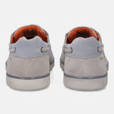 A white Men's bugatti Boat Shoes featuring a round plain toe, zero heels heel. Made from premium genuine leather with a durable tpr outsole, this laces design offers both style and comfort.