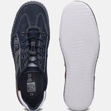 A blue Men's bugatti Sneakers featuring a round plain toe, zero heels heel. Made from synthetic with a durable tpr outsole, this laces design offers both style and comfort.
