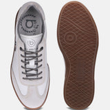 A white Men's bugatti Sneakers featuring a round toe plain toe, zero heels heel, and a wide fit. Made from suede leather with a durable tpr outsole, this laces design offers both style and comfort.