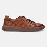 A cognac Men's bugatti Sneakers featuring a round toe plain toe, zero heels heel. Made from premium genuine leather with a durable tr outsole, this laces design offers both style and comfort.