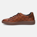 A cognac Men's bugatti Sneakers featuring a round toe plain toe, zero heels heel. Made from premium genuine leather with a durable tr outsole, this laces design offers both style and comfort.