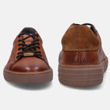 A cognac Men's bugatti Sneakers featuring a round toe plain toe, zero heels heel. Made from premium genuine leather with a durable tr outsole, this laces design offers both style and comfort.