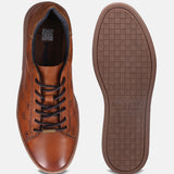 A cognac Men's bugatti Sneakers featuring a round toe plain toe, zero heels heel. Made from premium genuine leather with a durable tr outsole, this laces design offers both style and comfort.