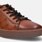 A cognac Men's bugatti Sneakers featuring a round toe plain toe, zero heels heel. Made from premium genuine leather with a durable tr outsole, this laces design offers both style and comfort.
