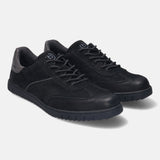 A black Men's bugatti Sneakers featuring a round plain toe, zero heels heel. Made from nubuck leather with a durable tpr outsole, this laces design offers both style and comfort.