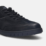 A black Men's bugatti Sneakers featuring a round plain toe, zero heels heel. Made from nubuck leather with a durable tpr outsole, this laces design offers both style and comfort.
