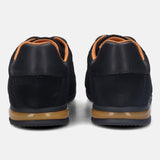 A black Men's bugatti Sneakers featuring a round plain toe, zero heels heel. Made from premium genuine leather with a durable tpr outsole, this laces design offers both style and comfort.