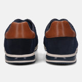 A blue Men's bugatti Sneakers featuring a round plain toe, zero heels heel. Made from premium genuine leather with a durable tpr outsole, this laces design offers both style and comfort.