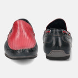 A blue Men's bugatti Casual Loafers featuring a square toe apron toe, zero heels heel. Made from premium genuine leather with a durable tr outsole, this slip-on design offers both style and comfort.