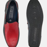 A blue Men's bugatti Casual Loafers featuring a square toe apron toe, zero heels heel. Made from premium genuine leather with a durable tr outsole, this slip-on design offers both style and comfort.