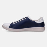 A white Men's bugatti Sneakers featuring a round toe plain toe, zero heels heel, and a wide fit. Made from premium genuine leather with a durable tpr outsole, this laces design offers both style and comfort.