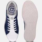 A white Men's bugatti Sneakers featuring a round toe plain toe, zero heels heel, and a wide fit. Made from premium genuine leather with a durable tpr outsole, this laces design offers both style and comfort.