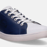 A white Men's bugatti Sneakers featuring a round toe plain toe, zero heels heel, and a wide fit. Made from premium genuine leather with a durable tpr outsole, this laces design offers both style and comfort.