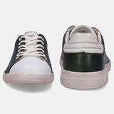 A white Men's bugatti Sneakers featuring a round toe plain toe, zero heels heel, and a wide fit. Made from premium genuine leather with a durable tpr outsole, this laces design offers both style and comfort.