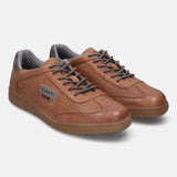 A cognac Men's bugatti Sneakers featuring a round toe plain toe, zero heels heel, and a wide fit. Made from nubuck leather with a durable tpr outsole, this laces design offers both style and comfort.