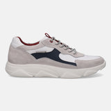 A white Men's bugatti Sneakers featuring a round plain toe, zero heels heel. Made from suede leather with a durable eva outsole, this laces design offers both style and comfort.