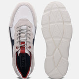 A white Men's bugatti Sneakers featuring a round plain toe, zero heels heel. Made from suede leather with a durable eva outsole, this laces design offers both style and comfort.