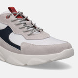 A white Men's bugatti Sneakers featuring a round plain toe, zero heels heel. Made from suede leather with a durable eva outsole, this laces design offers both style and comfort.