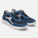 A blue Men's bugatti Sneakers featuring a round plain toe, zero heels heel. Made from suede leather with a durable eva outsole, this laces design offers both style and comfort.