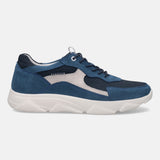 A blue Men's bugatti Sneakers featuring a round plain toe, zero heels heel. Made from suede leather with a durable eva outsole, this laces design offers both style and comfort.