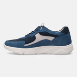 A blue Men's bugatti Sneakers featuring a round plain toe, zero heels heel. Made from suede leather with a durable eva outsole, this laces design offers both style and comfort.