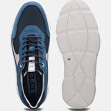 A blue Men's bugatti Sneakers featuring a round plain toe, zero heels heel. Made from suede leather with a durable eva outsole, this laces design offers both style and comfort.