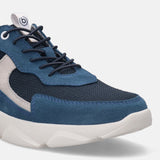 A blue Men's bugatti Sneakers featuring a round plain toe, zero heels heel. Made from suede leather with a durable eva outsole, this laces design offers both style and comfort.