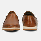 A brown Men's bugatti Slip-On Sneakers featuring a round toe plain toe, zero heels heel. Made from premium genuine leather with a durable tpr outsole, this slip-on design offers both style and comfort.