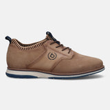 A beige Men's bugatti Oxford featuring a pointed plain toe, zero heels heel, and a wide fit. Made from premium genuine leather with a durable tpr outsole, this laces design offers both style and comfort.