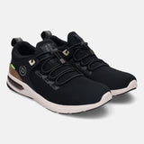 A black Men's bugatti Athileisure Sneakers featuring a round toe plain toe, zero heels heel. Made from textile with a durable eva outsole, this easy lace design offers both style and comfort.