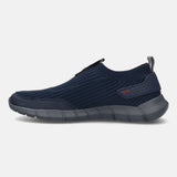 A blue Men's bugatti Athileisure Sneakers featuring a round toe plain toe, zero heels heel. Made from textile with a durable eva outsole, this slip-on design offers both style and comfort.