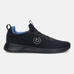 A black Men's bugatti Athileisure Sneakers featuring a round plain toe, zero heels heel. Made from textile with a durable eva outsole, this laces design offers both style and comfort.