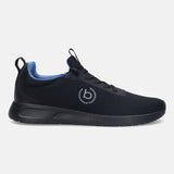 A black Men's bugatti Athileisure Sneakers featuring a round plain toe, zero heels heel. Made from textile with a durable eva outsole, this laces design offers both style and comfort.