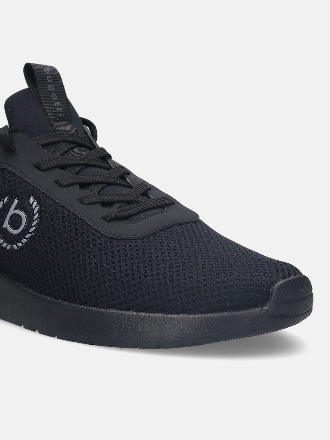 A black Men's bugatti Athileisure Sneakers featuring a round plain toe, zero heels heel. Made from textile with a durable eva outsole, this laces design offers both style and comfort.